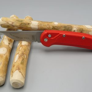 Coltello RESCUE con manico colore rosso senza rompivetro/skull crasher