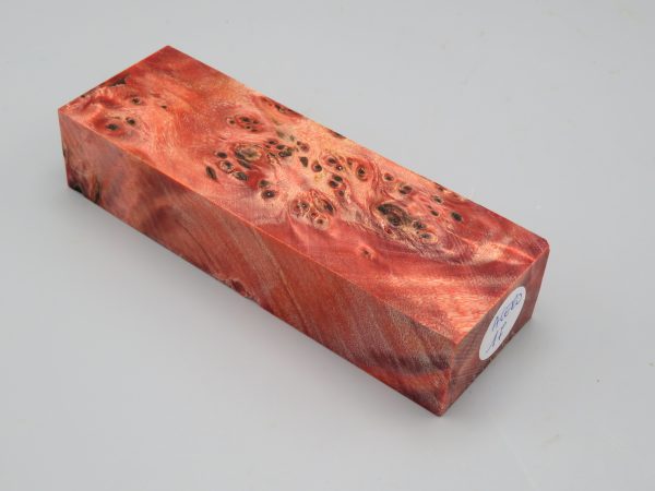 Blocchetto in radica di acero stabilizzato 125x42x26 mm.