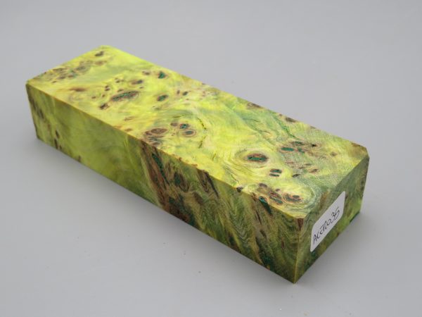 Blocchetto in radica di acero stabilizzato 125x42x26 mm.