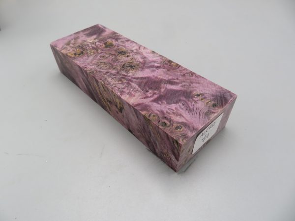Blocchetto in radica di acero stabilizzato 125x42x26 mm.