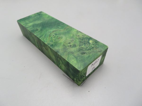 Blocchetto in radica di acero stabilizzato 125x42x26 mm.