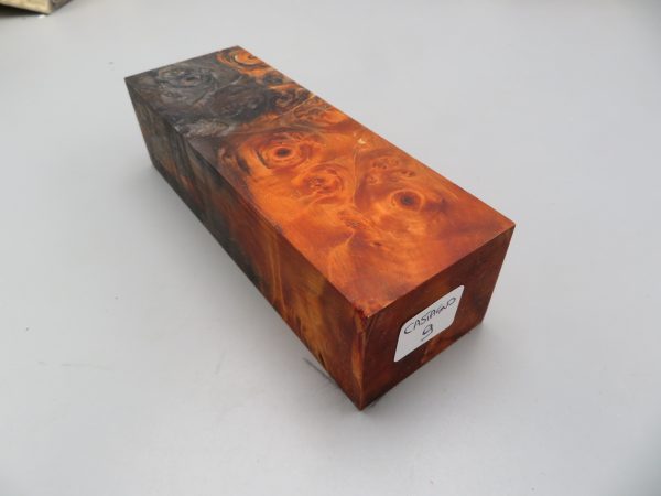 Blocchetto in radica di castagno stabilizzato 140x50x40 mm.